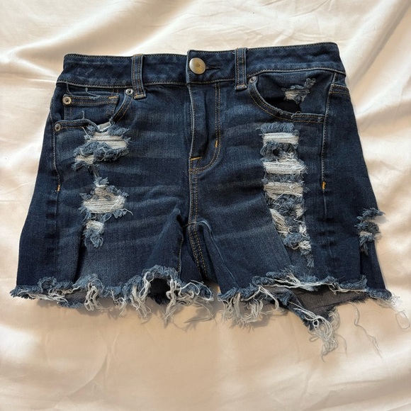 American Eagle Outfitters AE 360° Super Stretch Distressed Cutoff Shorts Girls 0 - Picture 1 of 6